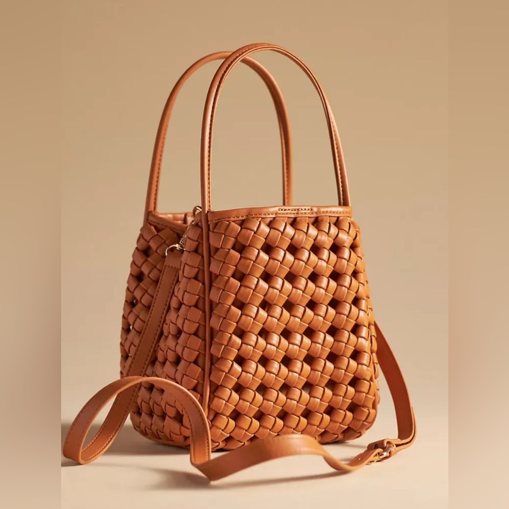 Anthropologie Tan Woven Crossbody Bag